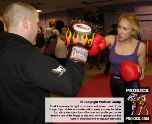 ProKick member Amy-Lee Tonner working hard on the final morning of Billy's Boot Camp