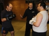 ProKick members Ivan McFarland and Tibor Cervenak being motivated by Mr Murray on the final morning of Billy's Boot Camp