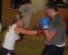 ProKick green belt Michelle McWilliams sparring