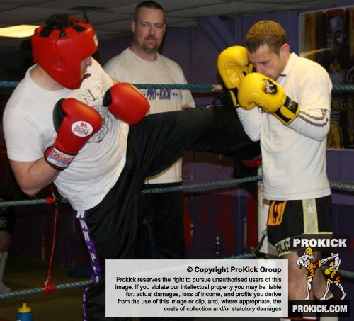 Cianan Magill Lands a Kick in Sparring to World champion Gary Hamilton