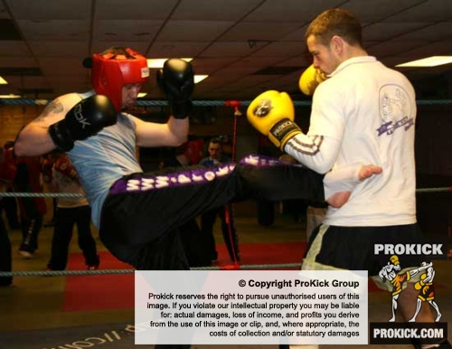 Mark Ferris sparring with world champion Gary Hamilton at ProKick