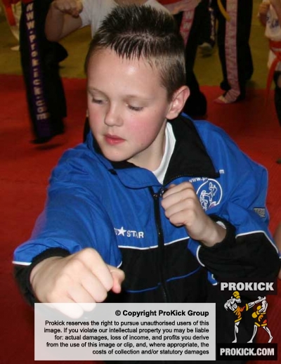 Dylan Lennox shadowboxing in the Prokick Says competition