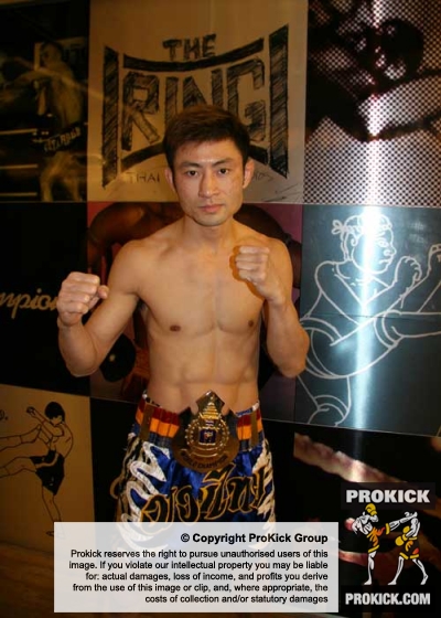 champion Muay-Thai Mr. Tsoi Tung Hiu in his gym the Ring Thai and kickboxing studio in Hong Kong