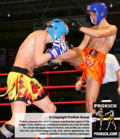 ProKick’s teenage titan Mark Bird stormed to victory in his international clash at the packed venue. But first he took some hard kicks on his way before his hand was lifted.
