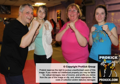 Mum, Dad and sisters from the Beavis family at their first ProKick beginners class.