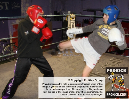 ProKick fighter Gary Fullerton hard in training with team mate Davy Foster for his up and coming bout on the ProKick Awards Night