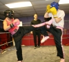 Lauren Sparring in Belfast at ProKick when the Hitman brought them on a day trip for training