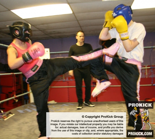 Lauren Sparring in Belfast at ProKick when the Hitman brought them on a day trip for training