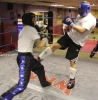 ProKick members Jonny Wightman and Russell Johnston sparring on the final evening of ProKick HQ's Level 2 Sparring Class