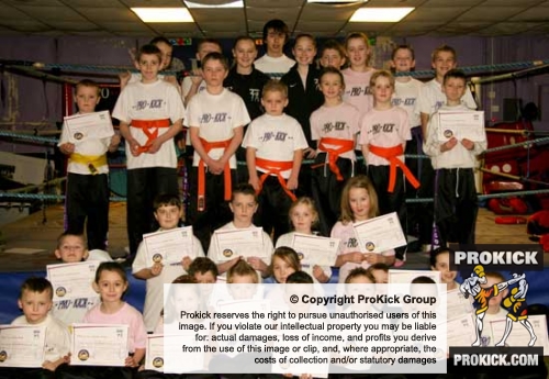 Some of the ProKick Kids grade at the ProKick Gym for the end of Year Finale grading