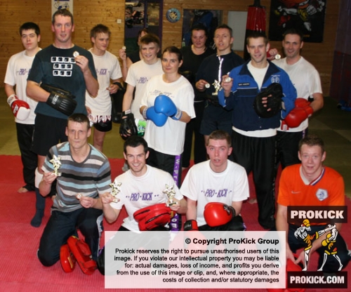 Kicboxing Fun Day For Senior Members - pictured are the happy kickboxers at their last class before the Xmas break