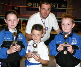 Winners Tory Corbett, Matthew Salmon, George Gibson with coach Eddie Salmon