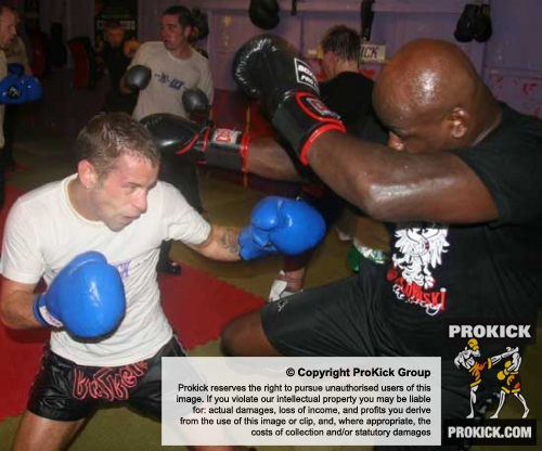 Gary Hamilton in action with it was great K1 Legend Ernesto Hoost- to be given advice from Legend Mr Hoost is beyond words.” Said Gary Hamilton.