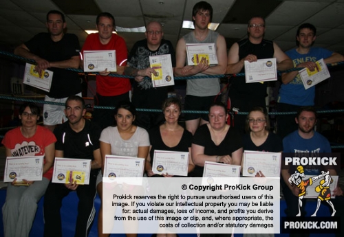kickboxers from the Friday advance beginners hit the mark as they pass the first level