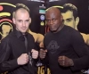European championMark Hennessy with K1's Mr Perfect Ernesto hoost at the KICKmas Box Mania press launch