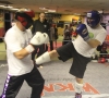 ProKick members Russell Johnston and Paul Cleland sparring on the last week of ProKick HQ's beginner sparring course.