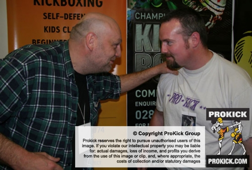 Big James Gillen Irish Kickboxing title hopeful - gets checked over by the Greman WKN top man Mr Lutz