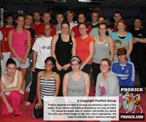 A packed class of new beginners kicked into action at the ProKick kickboxing school of excellence