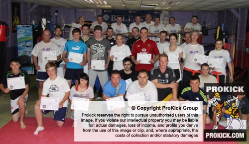 Enthusiastic Kickboxing beginners at Belfast's ProKick kickboxing and fitness centre moved up a level on the kickboxing ladder