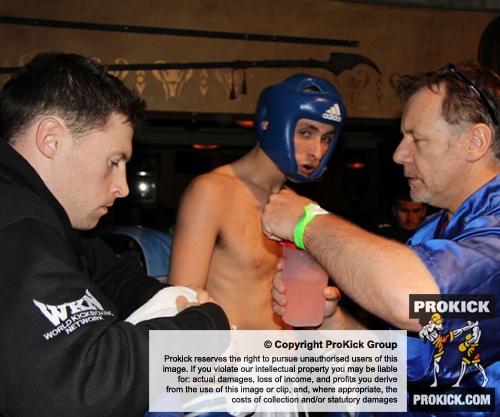 ProKick's Andrew Duffin readies up in his corner before his first boxing fight in Kilkenny