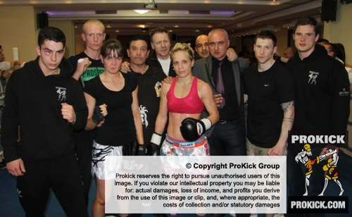 ProKick fighters with opponents after the event in Nicosia, Cyprus on 9th March 2012.