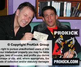 Alex Reid pays his fine for swearing at the ProKick Gym in Dollars as the MMA fighter had no sterling to hand