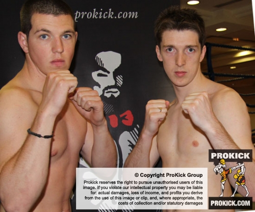 Face off as Mark Baird (ProKick NI) got ready to take on Colin O’Leary (Wolfpack Kickboxing Athlone)