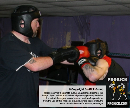 Big James 'Goliath' Gillen spars with Wayne McCormick at the ProKick gym in east Belfast