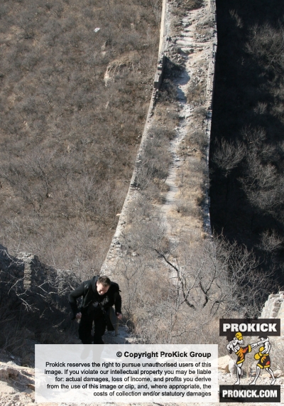 Billy murray running on the Great Wall of China in Beijing