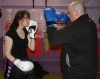 Nicolas Issenhart training with ProKick fighter Ursula Agnew before her fight in Cyprus on 9th March 2012.