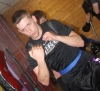ProKick novice fighter Steven Forde pushing himself on the 'pulley' exercise