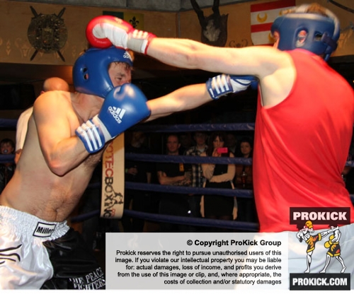 ProKick's landing a hard left jab his first boxing fight in Kilkenny