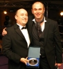 ProKick Kickboxing Pilot Club of the Year – Falls LC - Alec Crowe with the dinner host and TV favourite Joe Lindsay