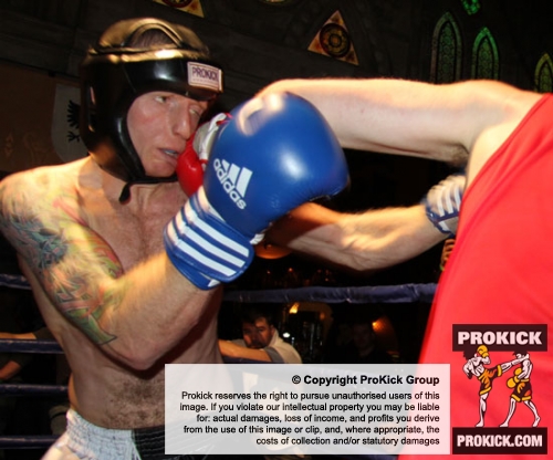 ProKick's Darren McMullan covers up against Philip Ryan during their boxing fight in Kilkenny