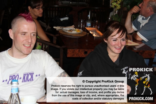 ProKick fighters Gary Fullerton and Stefanie McMullen awaiting their delicious Thai meal