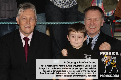 Billy Murray along with grandson and ProKick student Riley meet Northern Ireland First Minister Peter Robinson.