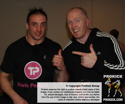 ProKick fighter Paul Best poses for a shot with opponent John Mullally