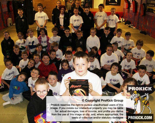 Some of the ProKick Kids who took part - They each tried to show they were the best at kicks, punches and sit-ups, in a non-contact and light contact holiday event.