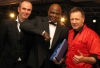 Lifetime Achievement Award handed out to kickboxing living legend Ernesto Hoost - L-R Joe Lindsay Mr Perfect and promoter Billy Murray