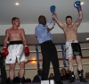 ProKick's Johnny Smith lands wins his first competitive boxing match on 25th February 2012 in Staines, Essex.