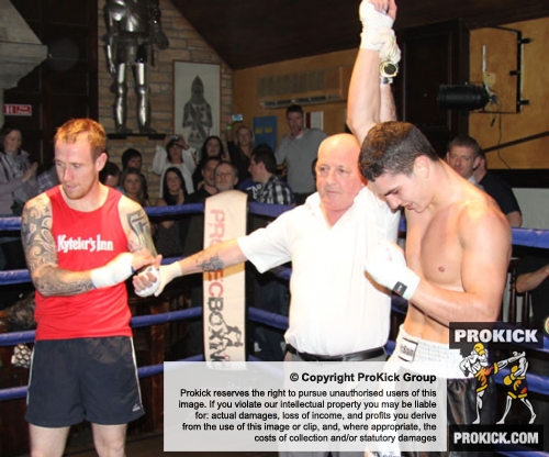 ProKick's Karl McBlain gets the decision against Johnny McCabe after their white collar rules boxing fight in Kilkenny