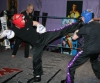 Stuart jess Kicks high at the prokick gym's heavy sparring night