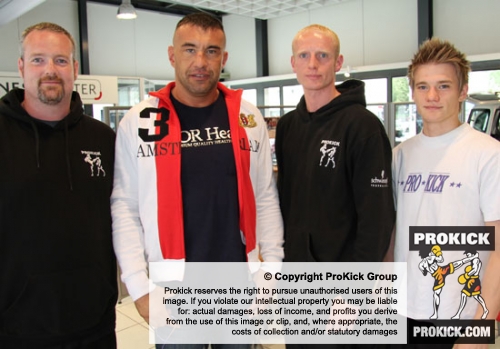 Darren McMullan, James Gillen and Mark Bird at the weigh in with Jerome Le Banner