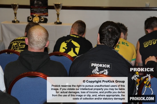 The ProKick team listening to the rules and regulations for the Katana 4 'Bushido' Event