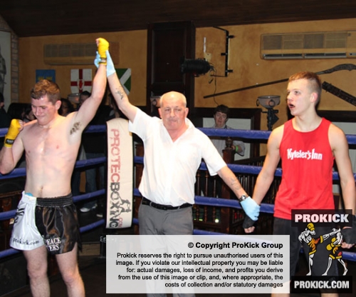 ProKick's Tom McKee wins his first boxing fight in Kilkenny on Sunday 4th December 2011.