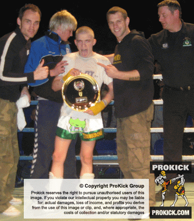 It's happy times as David Bird wins his debut fight, pictured here with Ian Young, brother Mark Bird and Gary Hamilton