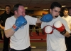 Prokick Senior Black Belt Adrian Murphy lands a left hook onto the chin of ProKick's European title hopeful Karl McBlain at last night's sponsored 'spar-a-thon'.