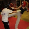 ProKick members Amy-Lee Tonner and Anna Mallon sparring on the second week of ProKick HQ's level 1 sparring course.