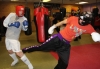 ProKick members Andrew Duffin and Conor McKendry sparring on the second week of ProKick HQ's level 1 sparring course.