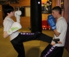 ProKick member Anna Mallon with one of her team mates sparring at ProKick HQ